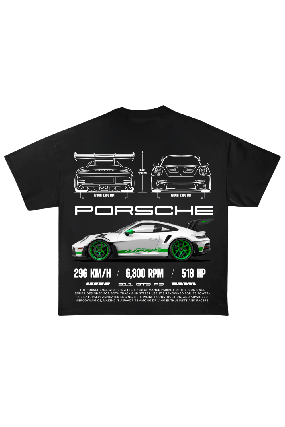 Porsche GT3 RS Blueprint Oversized Tee
